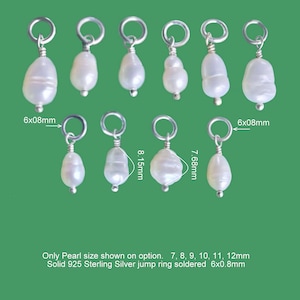 Baroque Pearl Charm Dangle Pendant Bulk Sale. White Natural Freshwater Small Pearl 7, 8, 9, 10, 11, 12mm 925 Sterling Silver Jump Ring