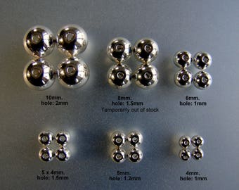 SALE. Silver COLOR Round Beads,  Spacers,  Shiny Alloy 10mm, 8mm, 6mm, 5x4mm, 5mm, 4mm, ...