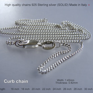 925 Sterling  Silver Curb Chain. Made in Italy Necklace Length 16, 18, 20, 22, 24, 26, 28, 30" ...
