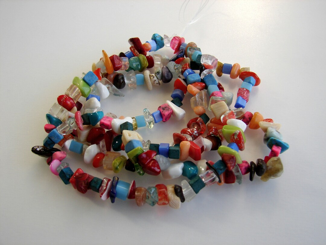 Natural Gemstone, Synthetic & Glass Chips Beads Strands, Mixed Stone