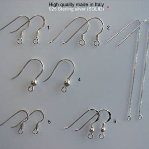 925 Sterling Silver French Earwire Fishhook with coil and ball 1, 2, 3, 5, 10 pairs. ...