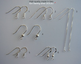 Ganchos franceses para pendientes de plata de ley 925 con espiral y bola. Disponibles en 1, 2, 3, 5 y 10 pares.