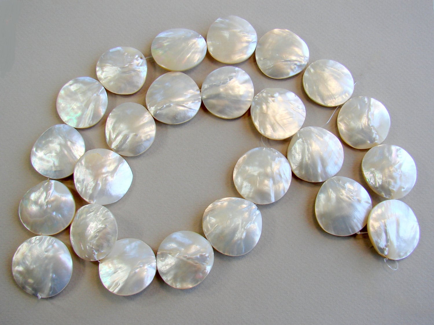 Shell Beed 1pc Natural White Shell Bead, Flat Round, 35x7mm, Hole:approx 1mm ...