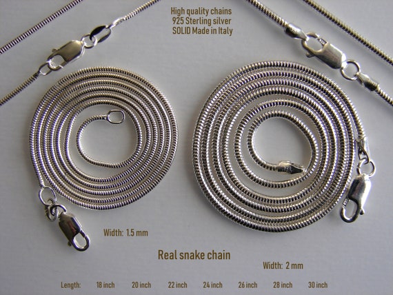 Sterling Silver 1.5mm Solid Snake 20-Inch Chain