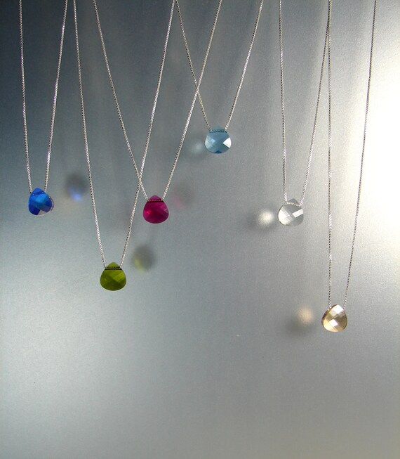 Floating SWAROVSKI crystal Necklace 925 Sterling Silver Etsy