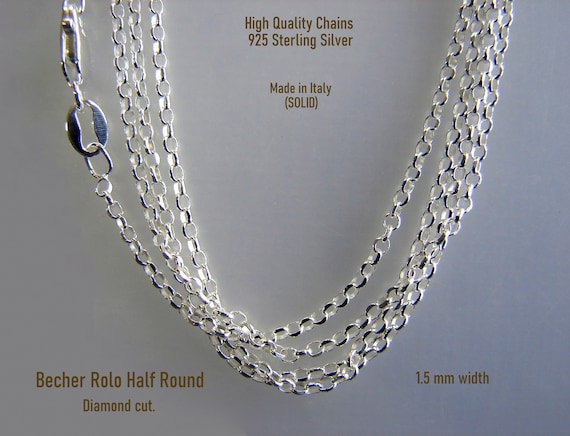 Sterling Silver 5mm Rolo Chain Necklace with Charm Ring, 18