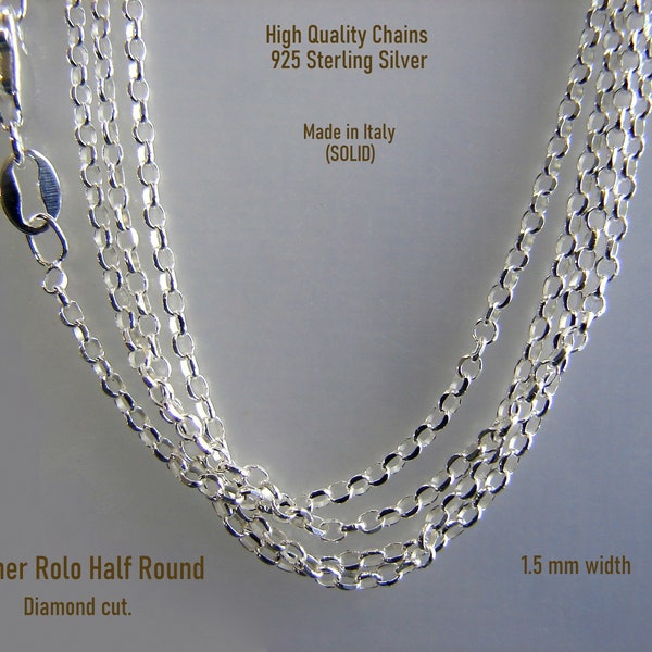 Sterling Silver Rolo Chain 925 Sterling  Silver Rollo chain Belcher Rolo Necklace chain Made in Italy Length 16, 18, 20, 22, 24, 26, 28, 30"