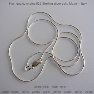 925 Sterling  Silver Snake Chain 1mm. Made in Italy,  Necklace Snake Chains  Length 16, 18, 20, 22, 24, 26, 28, 30&quot; ...