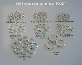 925 Sterling Silber Biegeringe SOLID Split, Oval, Offen, Geschlossen gelötet 3mm 4mm 5mm 6mm 7mm 10mm Verkauft von 10 Stück 20 Stück 30 Stück 40 Stück 50, 100 ...