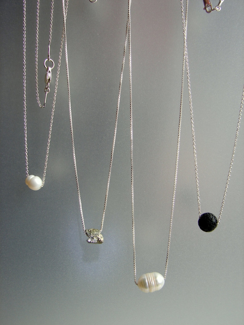 19 lava SOLID 925 Sterling Silver Minimalist Necklace Chain length 16 17 22 Floating Necklaces Single Pearl Pyrite 21 24 in 18 20