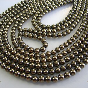 Natural Golden Pyrite Beads, Round, original color, Size 4mm, Hole:Approx 1-1.5mm, Approx 15.5 Inch, (BD-A118)