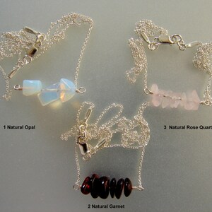 Opal, Garnet, Rose quartz Necklaces SOLID 925 Sterling Silver Minimalist Necklace. Chain length 16, 17, 18, 19, 20, 21, 22, 24 inch.