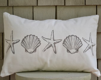 Starfish and Scallop Shells Pillow