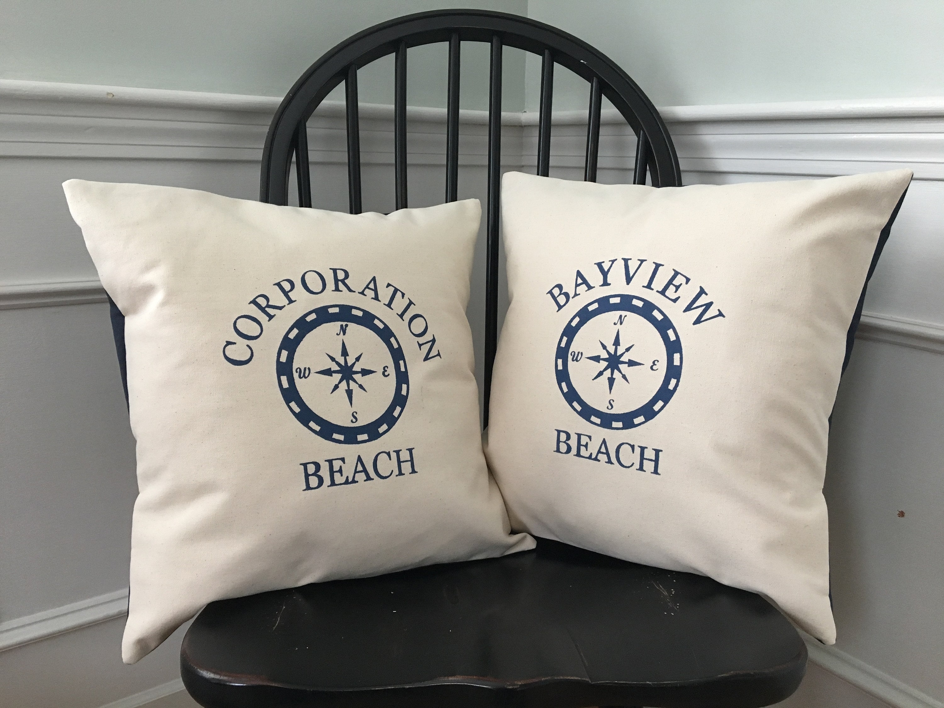 Custom Compass Rose Nautical Canvas Pillow Etsy