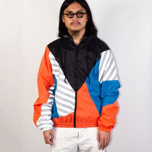 Orange black and white windbreaker hot sale