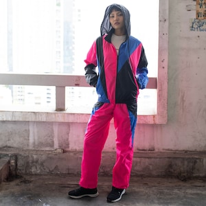 Neon pink adidas tracksuit on sale