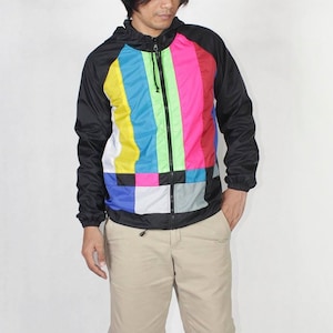 Black Yellow Pink Blue Windbreaker Hood Jacket Waterproof. 