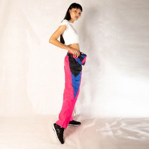 Neon Pink Track Pants Waterproof Windbreaker, Sweat Pants image 5