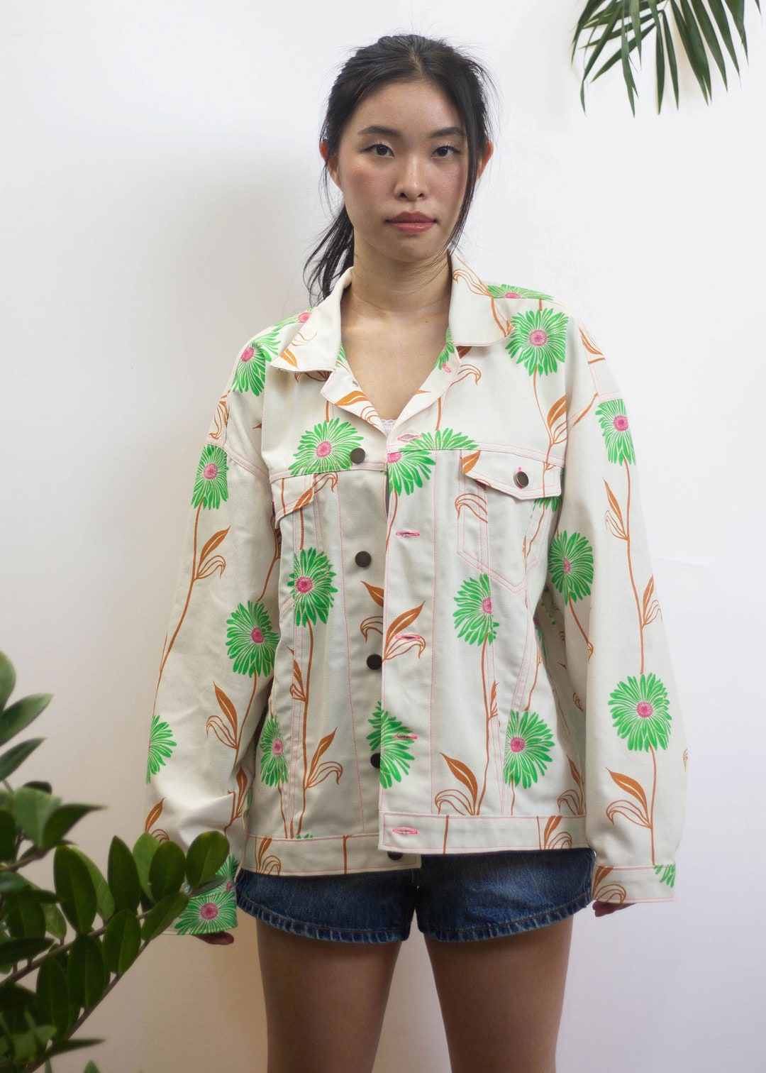Paisley Denim Jacket Autumn Vintage Flower Oil Painting Jacket Men's Loose Casual main image 0