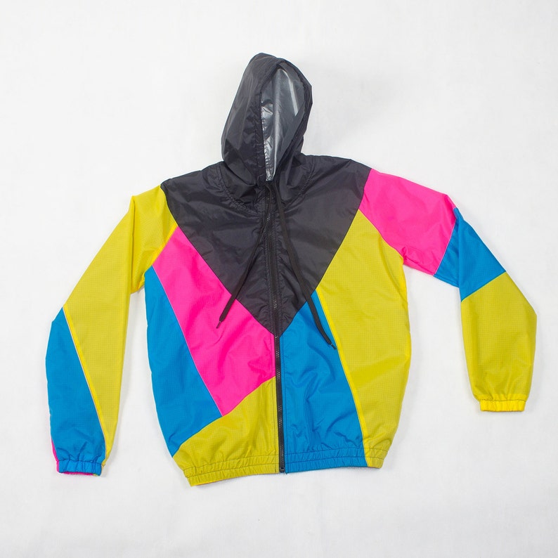 Black Yellow Pink Blue Windbreaker Hood Jacket Waterproof. | Etsy