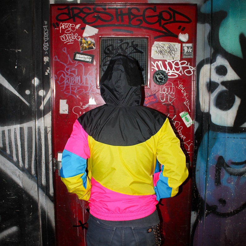 Black Yellow Pink Blue Windbreaker Hood Jacket Waterproof. image 2