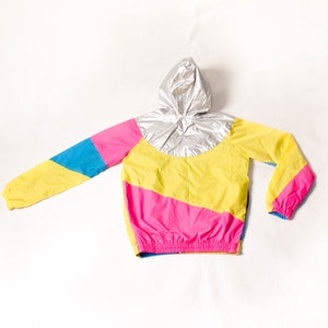 Silver Yellow Pink Blue Windbreaker Hood Jacket Waterproof. image 5