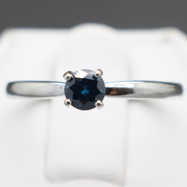 0.24cts Natural Blue Diamond Engagement Ring 4.08mm Fully Graded and Apprasied!