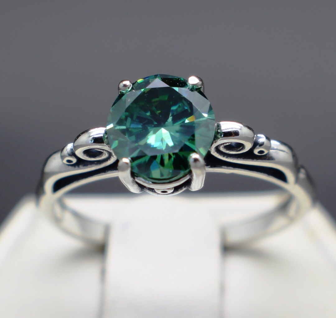 1.45cts Fancy Greenish Blue Diamond Scroll Ring 7.71mm - Etsy