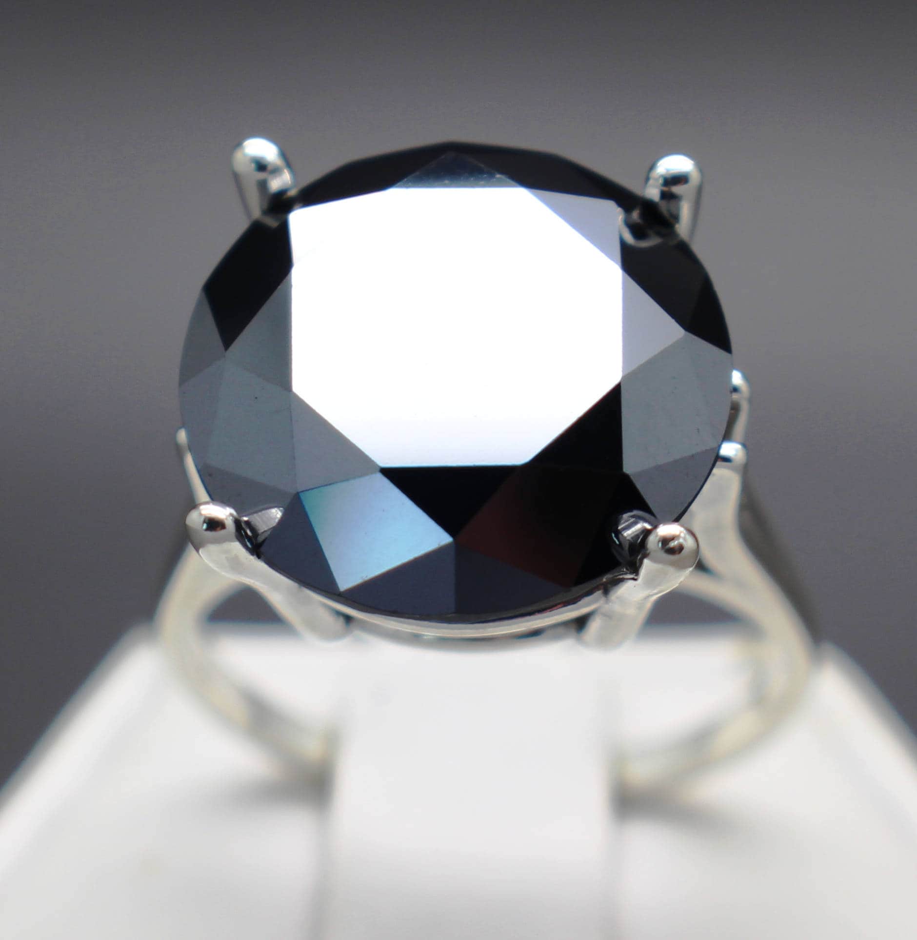 10.30cts Natural Black Diamond Ring 14.17mm AAA Grade and Etsy