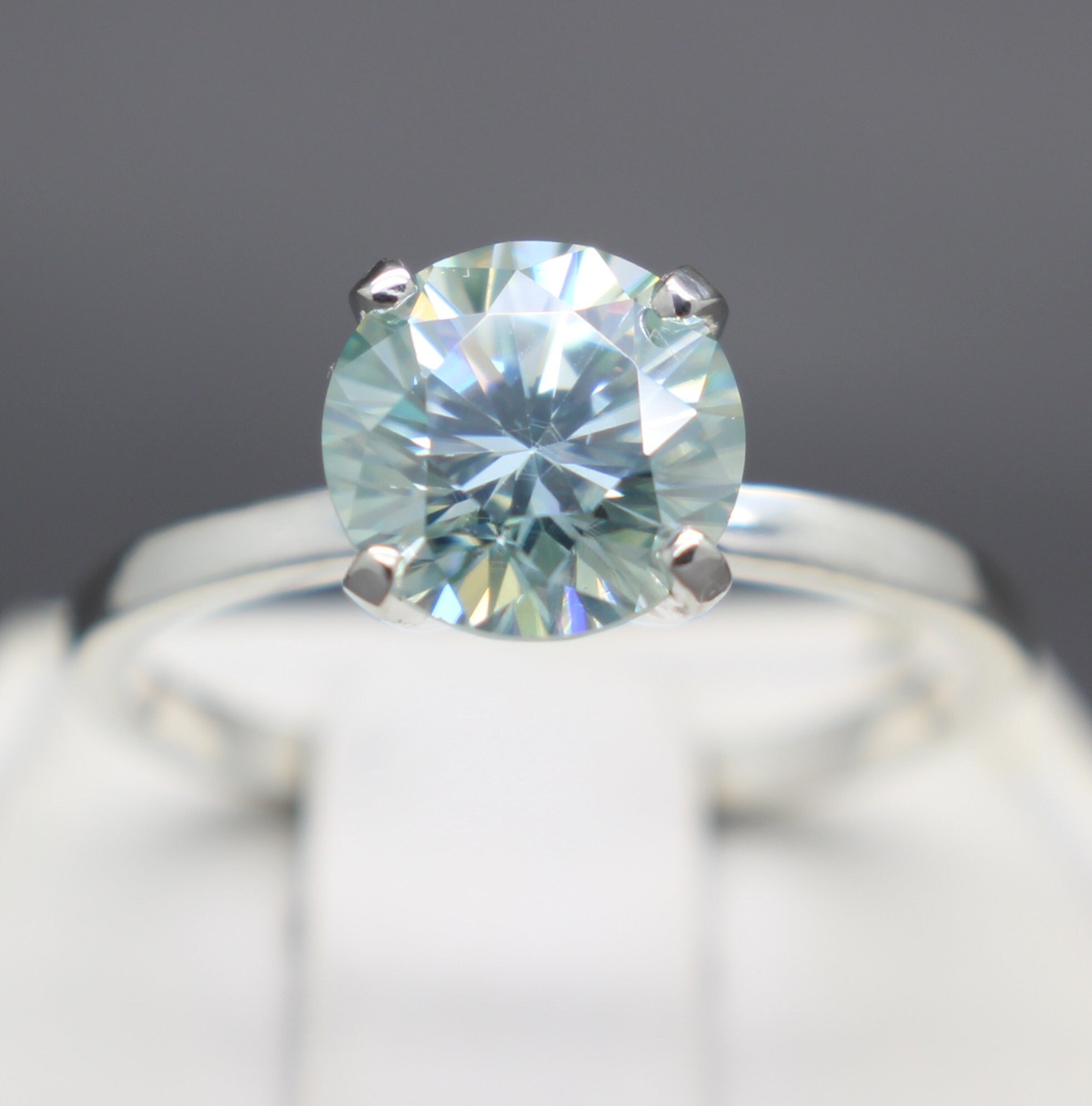 1.10cts Light Blue Diamond Engagement Ring 6.76mm VVS1 Etsy