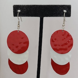 Vintage earring- Circle dangle drop earrings- 90s Jewelry