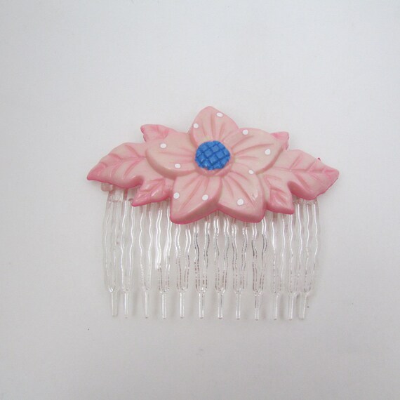 Vintage hair accessories/ Flower hair comb/ 90s h… - image 5