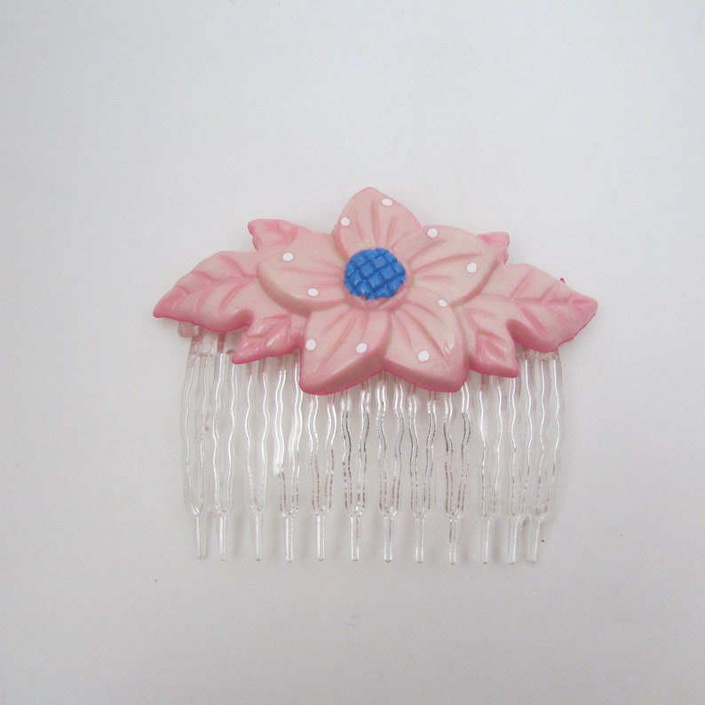 Vintage hair accessories/ Flower hair comb/ 90s hair accessories Light pink