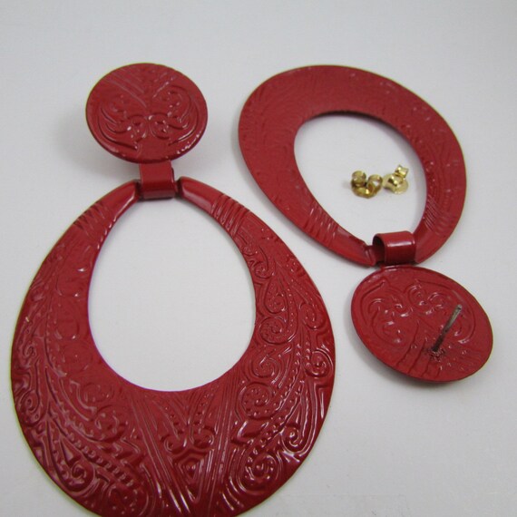 Vintage earring- Pattern teardrop dangle drop ear… - image 7