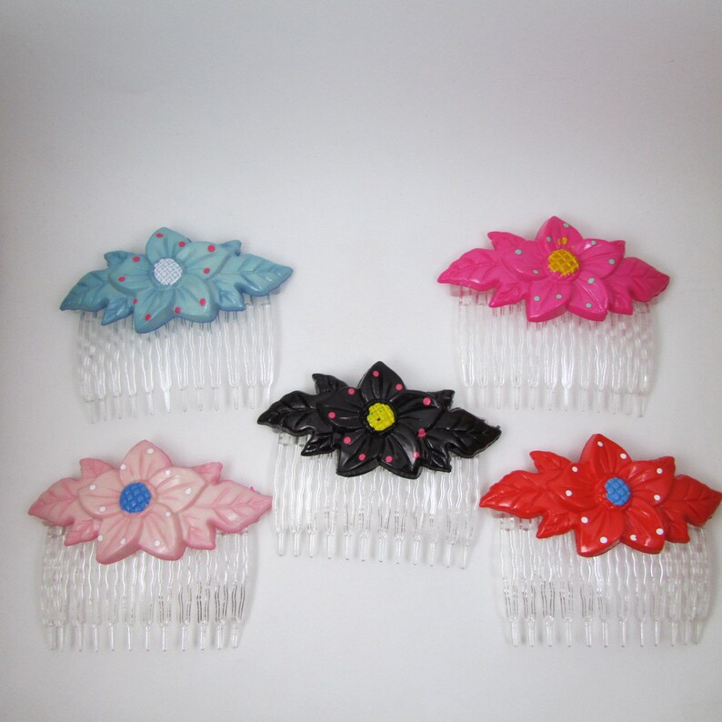 Vintage hair accessories/ Flower hair comb/ 90s hair accessories image 7