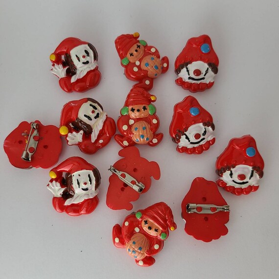 Vintage pins- Mixed clown brooch pins (12 pieces)… - image 3