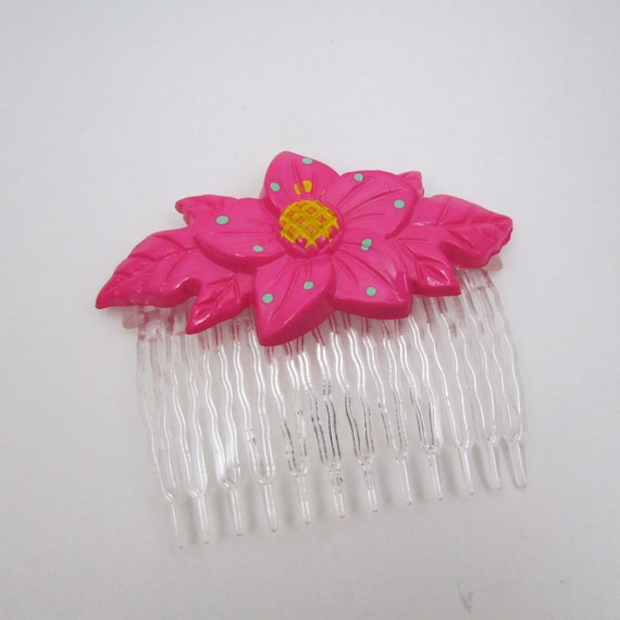 Vintage hair accessories/ Flower hair comb/ 90s h… - image 1
