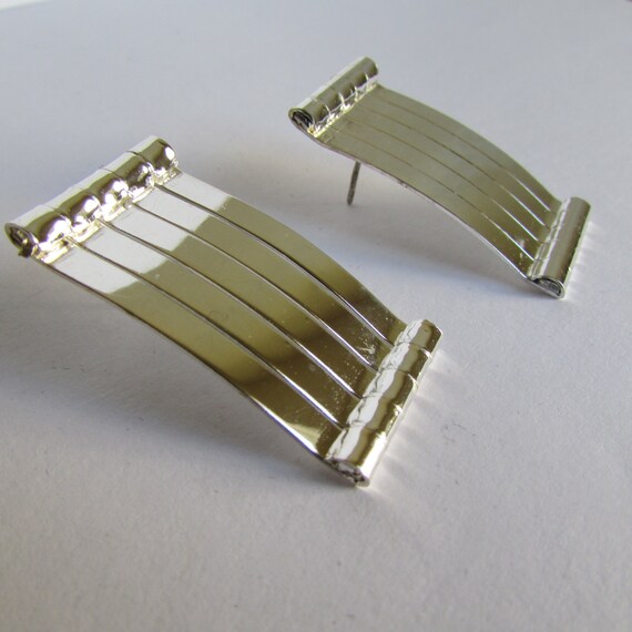 Vintage earrings- Silver rectangular stud earring… - image 2