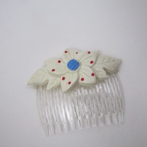 Vintage hair accessories/ Flower hair comb/ 90s hair accessories White