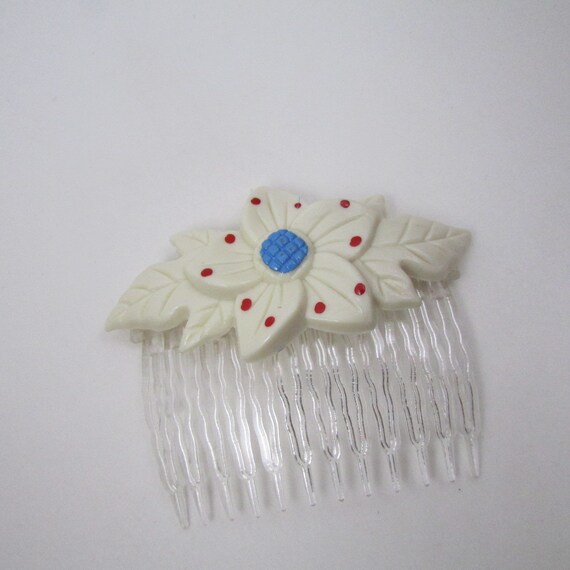 Vintage hair accessories/ Flower hair comb/ 90s h… - image 2