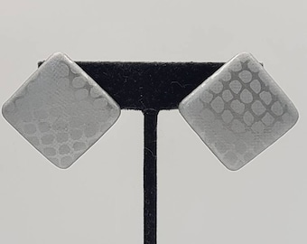 Vintage earring- Silver squared stud earrings- 90s Jewelry