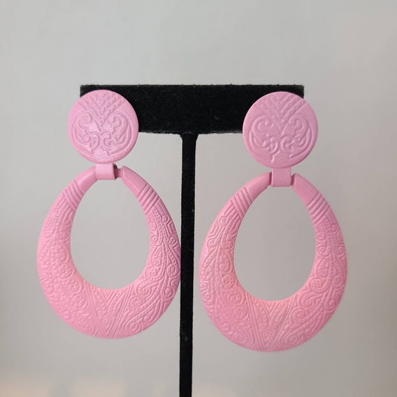 Vintage earring- Pattern teardrop dangle drop ear… - image 6