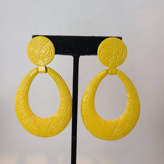 Vintage earring- Pattern teardrop dangle drop ear… - image 5