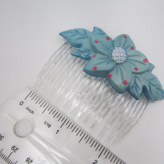 Vintage hair accessories/ Flower hair comb/ 90s h… - image 9