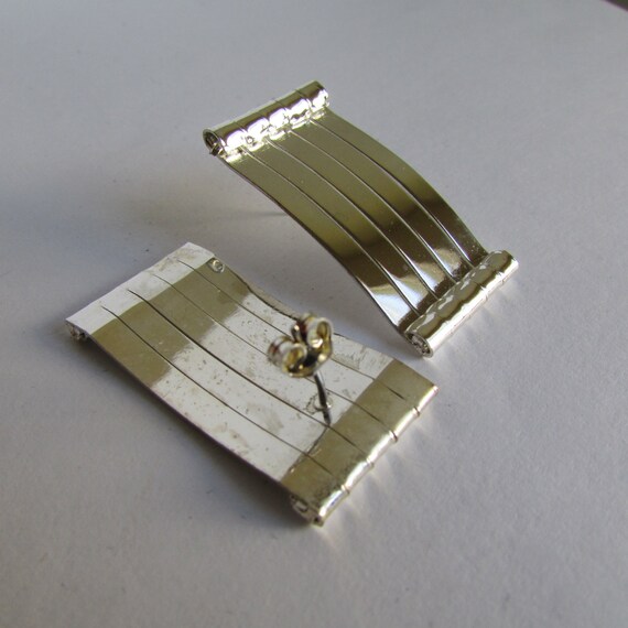 Vintage earrings- Silver rectangular stud earring… - image 4