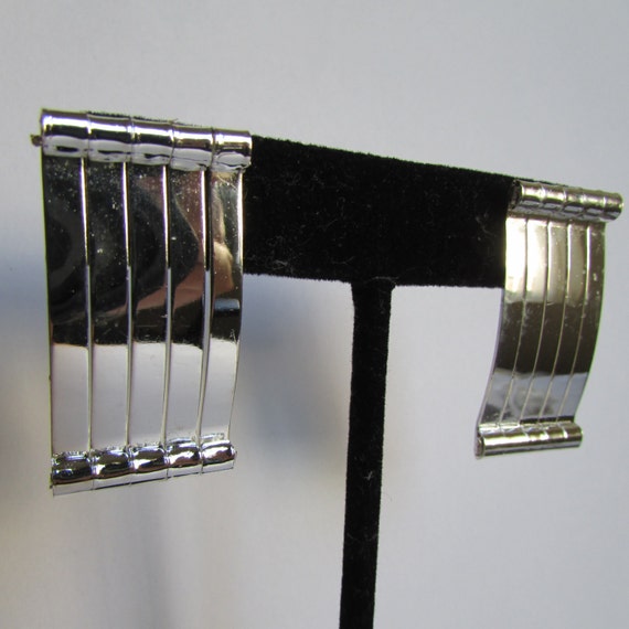 Vintage earrings- Silver rectangular stud earring… - image 1