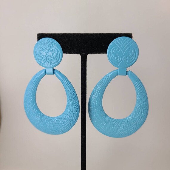 Vintage earring- Pattern teardrop dangle drop ear… - image 2