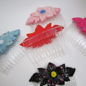 Vintage hair accessories/ Flower hair comb/ 90s hair accessories image 8