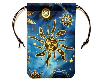 Tarot Bag Moon - Celestial Brilliant -5"x7" Fully lined, Silk lining option, Oracle Cards, Angel Cards, Lenormand Cards, Tarot Pouch