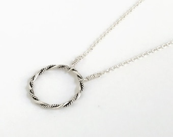 Circle Necklace - Sterling Silver Karma Necklaces for Women - Minimalist Necklace - Everyday Necklace